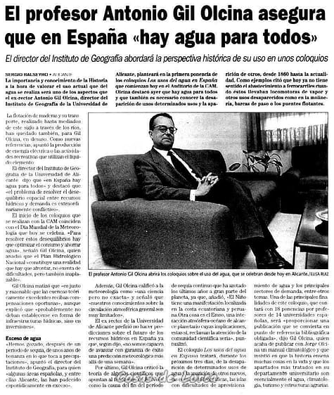 EL PROFESOR OLCINA DICE QUE HAY AGUA PARA TODOS